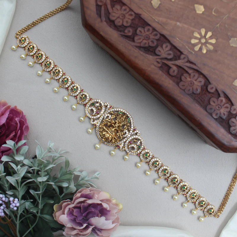 Antique Gold AD Lakshmi Bridal Hipbelt